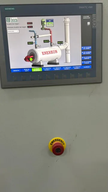Kazan kontrolü için HMI ekranı